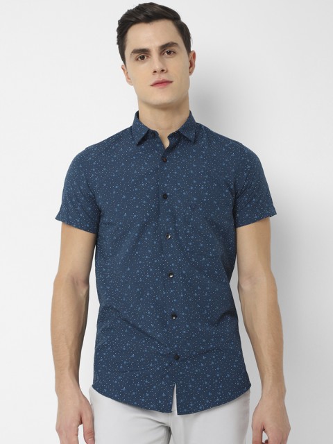 

Allen Solly Men Navy Blue Slim Fit Printed Casual Shirt