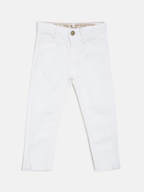 

TALES & STORIES Boys White Slim Fit Mid-Rise Clean Look Jeans