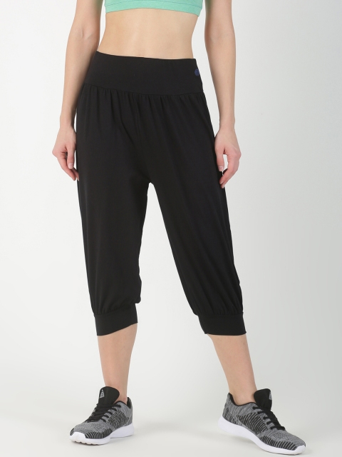 

Soul Space Women Black Solid Organic Cotton Straight-Fit Yoga Joggers