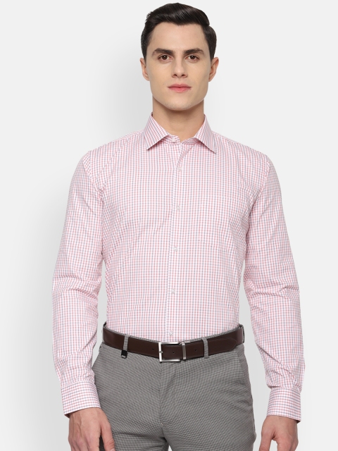 

Van Heusen Men Pink & Off-White Slim Fit Checked Formal Shirt