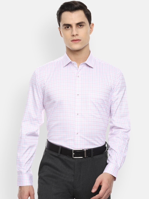 

Van Heusen Men Pink & White Regular Fit Checked Formal Shirt