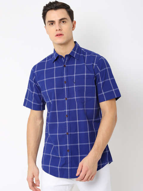 

Allen Solly Men Blue Slim Fit Checked Casual Shirt