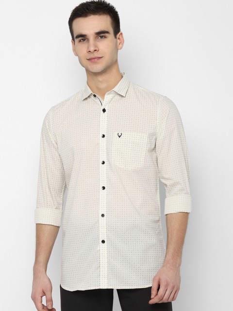 

Allen Solly Men Cream-Coloured Slim Fit Printed Casual Shirt