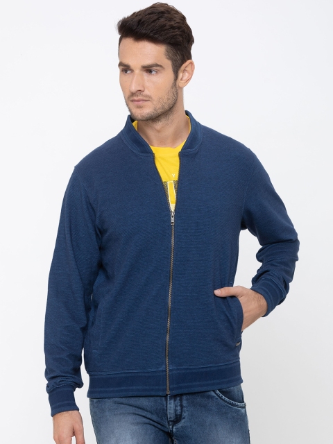 

Globus Men Navy Blue Solid Sweatshirt