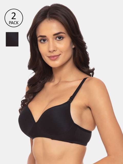 

Souminie Black Solid Non-Wired Heavily Padded T-shirt Bra