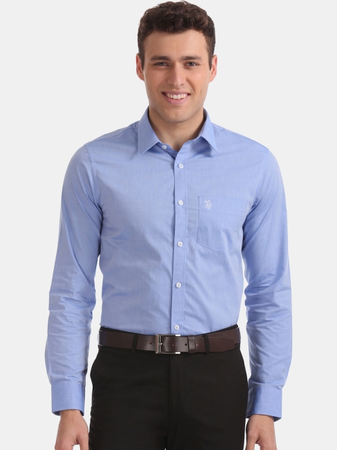 

U.S. Polo Assn. Men Blue Slim Fit Solid Formal Shirt