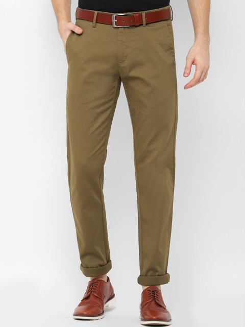 

Allen Solly Men Khaki Slim Fit Self Design Regular Trousers