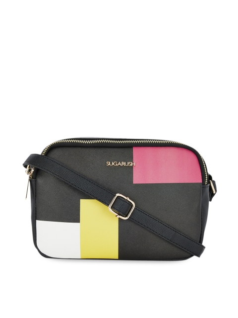 

Sugarush Black & Pink Colourblocked Sling Bag