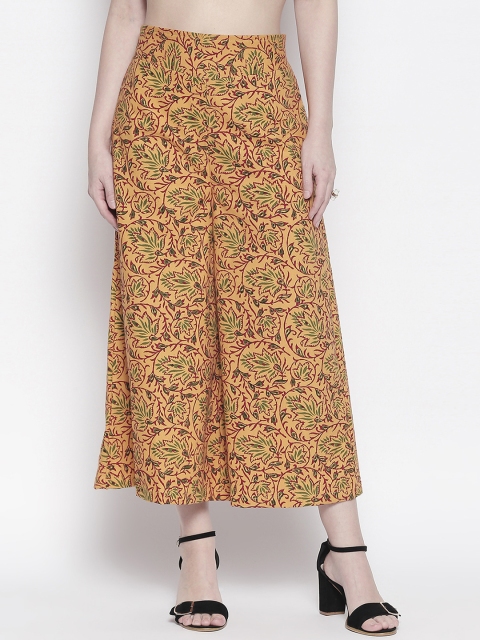 Desi Weavess Women Yellow Regular Fit Printed Culottes