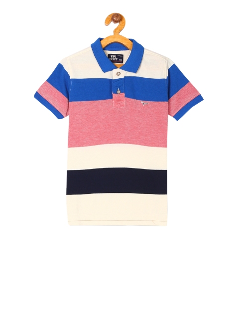 

Flying Machine Boys Pink & Blue Colourblocked Polo Collar T-shirt
