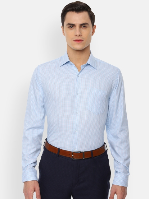 

Van Heusen Men Blue & White Regular Fit Checked Formal Shirt