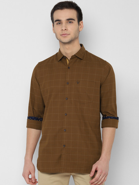 

Allen Solly Men Brown Slim Fit Checked Casual Shirt