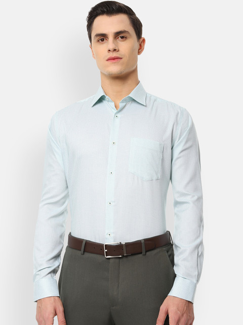 

Van Heusen Men White & Green Regular Fit Checked Formal Shirt