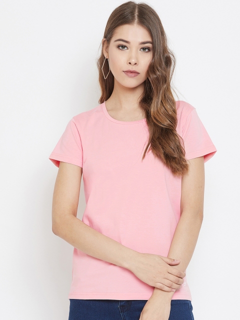 

Okane Women Pink Solid Round Neck T-shirt