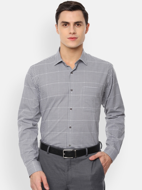 

Van Heusen Men Grey & White Regular Fit Checked Formal Shirt