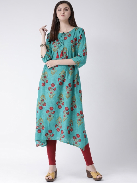 

Span Women Green & Maroon Woven Design A-Line Kurta