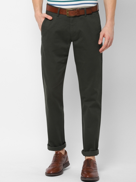 

Allen Solly Men Green Slim Fit Self Design Regular Trousers