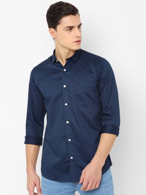

Allen Solly Men Navy Blue Slim Fit Printed Casual Shirt