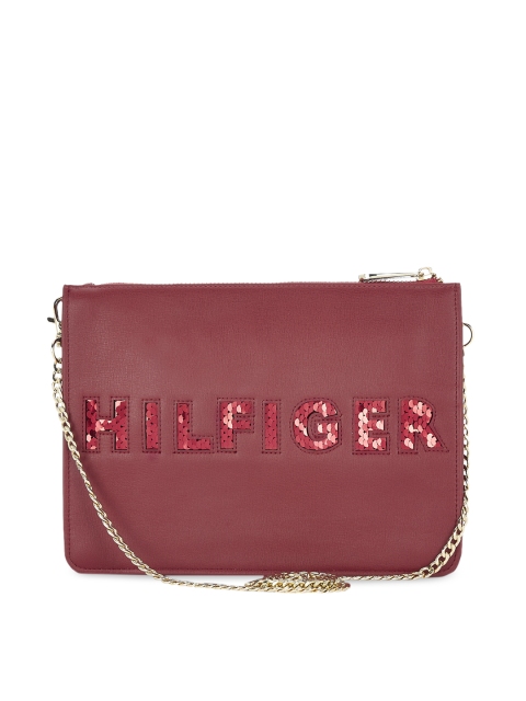 

Tommy Hilfiger Red Self-Design Sling Bag