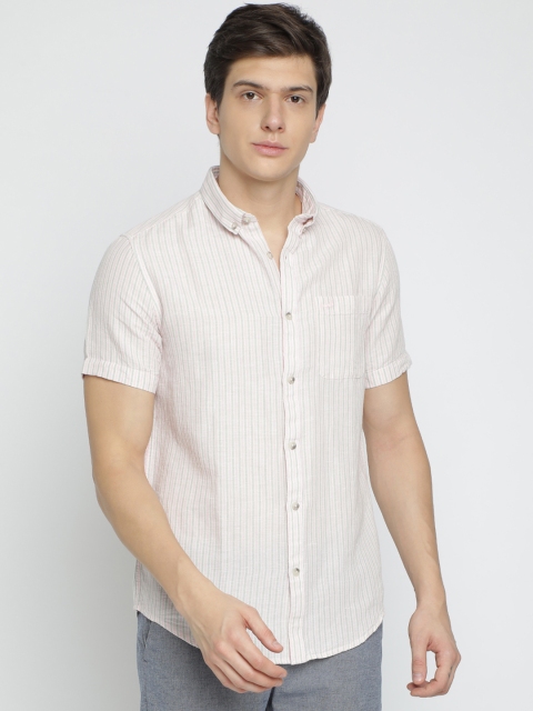 

Crocodile Men Pink & Grey Slim Fit Striped Casual Shirt