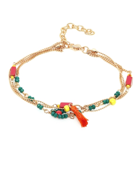 

Chumbak Gold-Toned & Green Vibrant Jumble Anklet