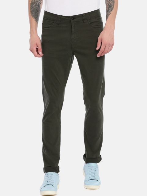 

Breakbounce Men Green Slim Fit Solid Regular Trousers