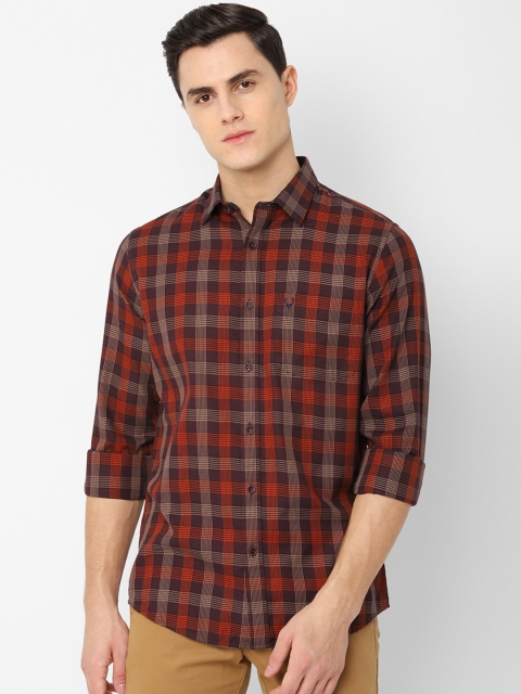 

Allen Solly Men Maroon & Beige Slim Fit Checked Casual Shirt