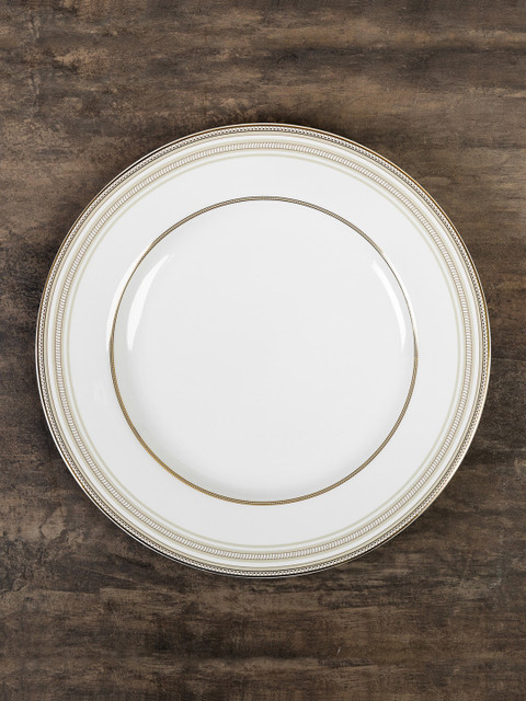 

Pure Home and Living White & Gold-Toned Dinner Plate