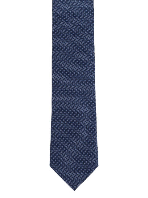 Louis Philippe Navy Blue Woven Design Broad Tie