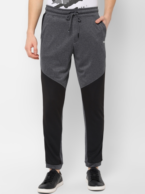 

SKULT by Shahid Kapoor Men Grey & Black Colourblocked Slim-Fit Joggers