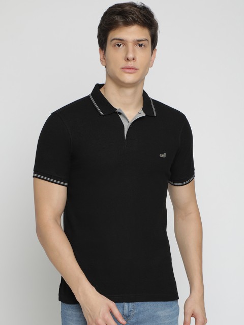 

Crocodile Men Black Solid Polo Collar T-shirt