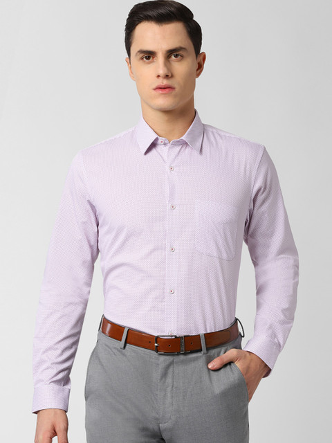 

Peter England Men Purple & White Regular Fit Printed Formal Shirt