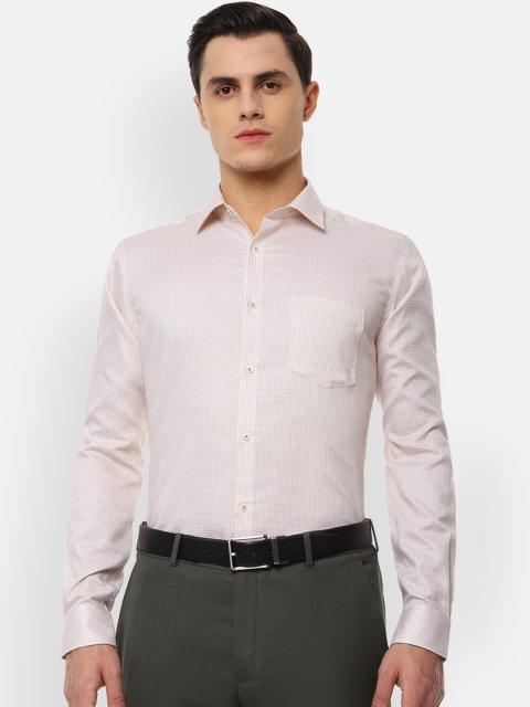 

Van Heusen Men Cream-Coloured & Yellow Regular Fit Checked Formal Shirt