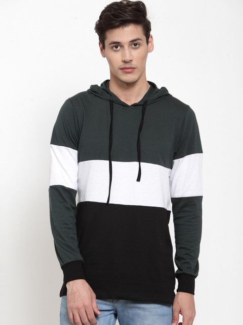 

Kalt Men Green Colourblocked Hood T-shirt