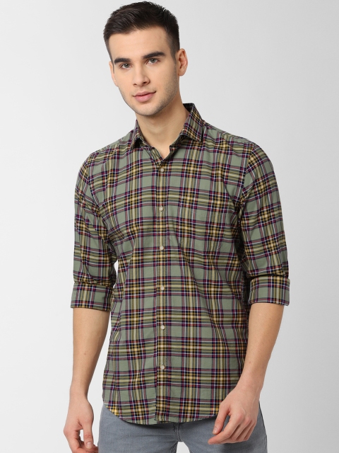 

Peter England Elite Men Green Slim Fit Checked Casual Shirt