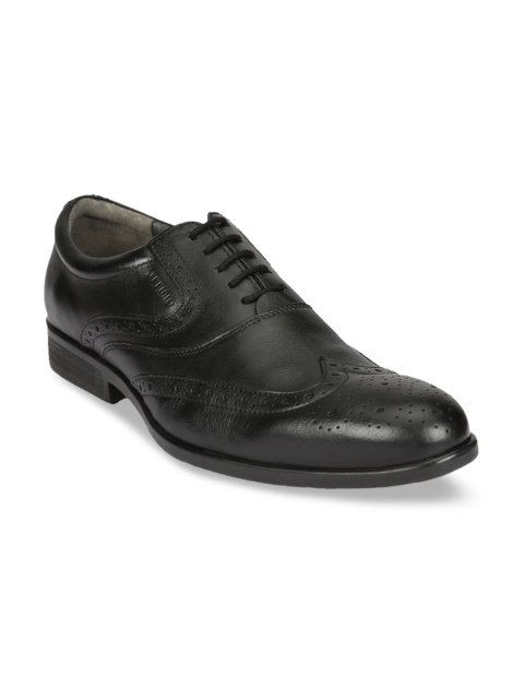 

ATTILIO by Ruosh Men Black Solid Leather Formal Brogues