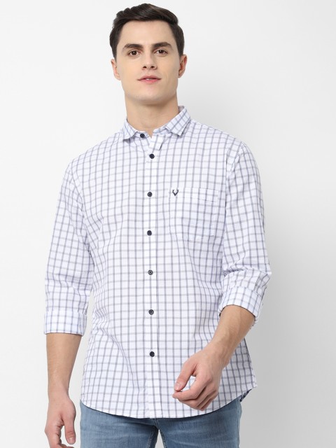 

Allen Solly Men White & Navy Blue Slim Fit Checked Casual Shirt