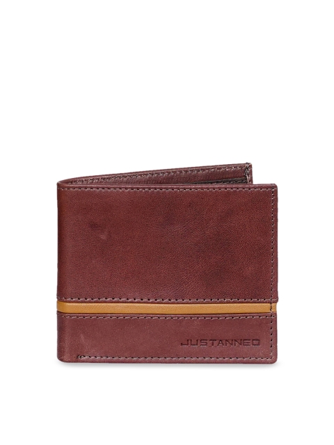 

Justanned Men Brown Solid Two Fold Leather Wallet