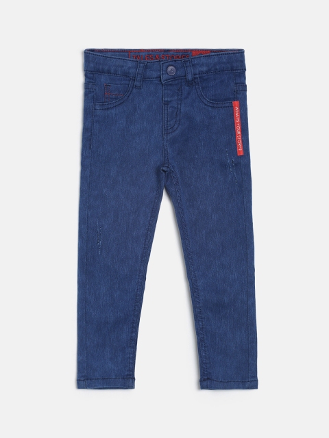 

TALES & STORIES Boys Blue Slim Fit Mid-Rise Low Distress Jeans