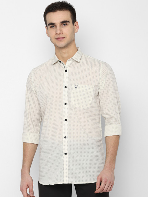 

Allen Solly Men Cream-Coloured Slim Fit Printed Casual Shirt