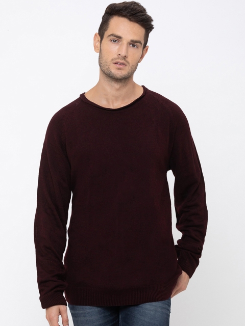

Globus Men Maroon Solid Pullover Acrylic Sweater