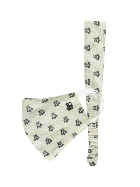 

Bene Kleed Women Green Printed 3-Ply Reusable Outdoor Mask With Hairband