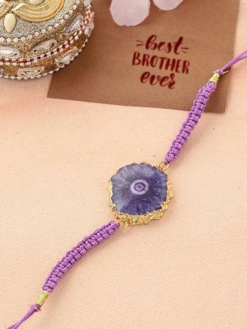 

Shoshaa Men Purple & Gold Semi Precious Agate Stone Designer Rakhi