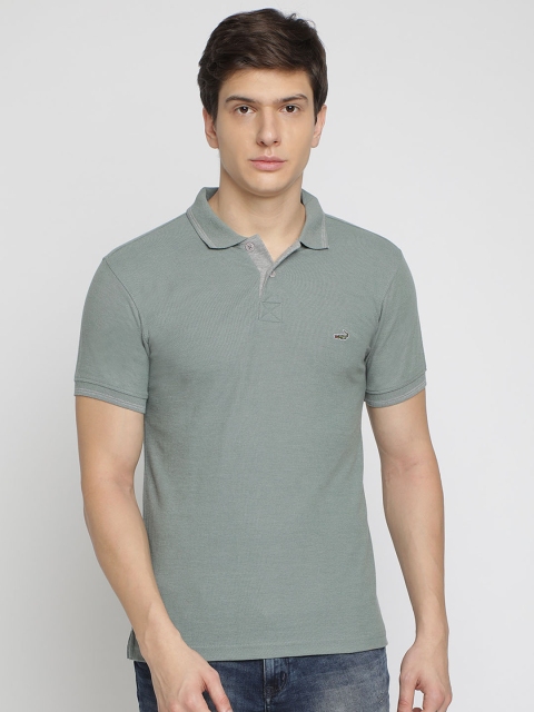 

Crocodile Men Green Solid Polo Collar T-shirt