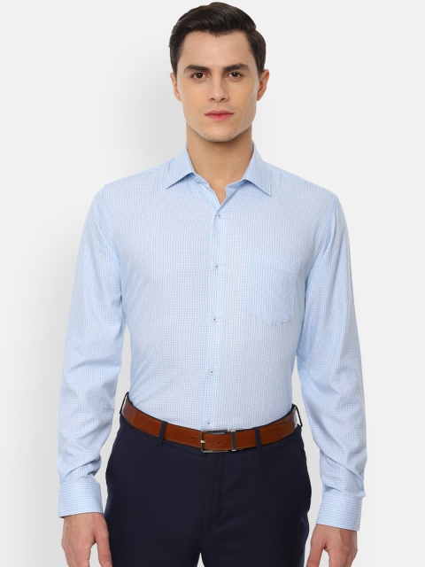 

Van Heusen Men Blue & White Regular Fit Checked Formal Shirt