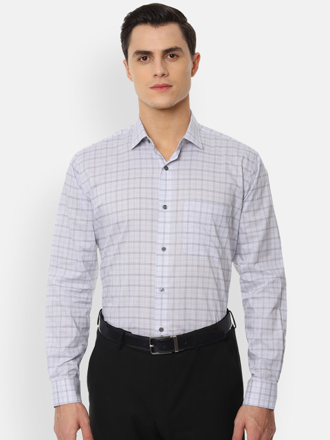 

Van Heusen Men White & Grey Regular Fit Checked Formal Shirt