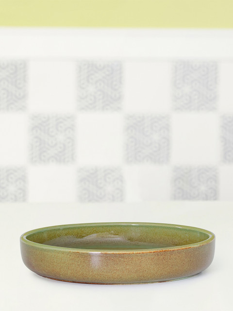 

ellementry Green & Brown Rustic Sage Ceramic Pasta Bowl