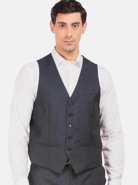 

Arrow Men Navy Blue Solid Single-Breasted Formal Three-Piece Suit