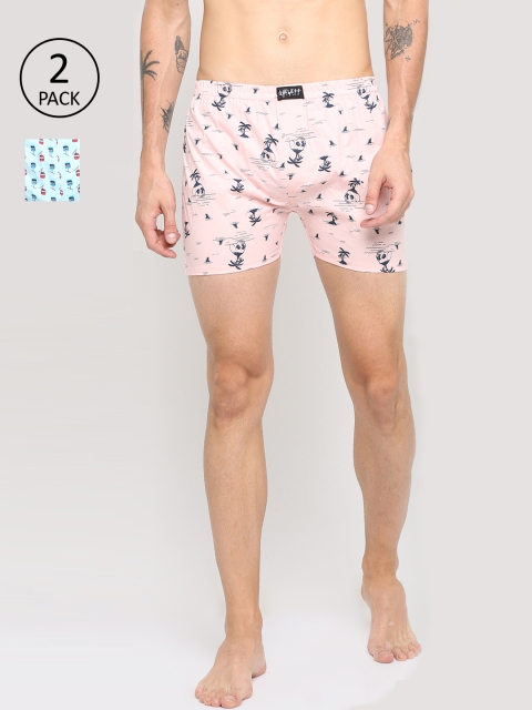 

SHOWOFF Men Pack Of 2 Printed Knitted Boxers SB63-SB64, Pink