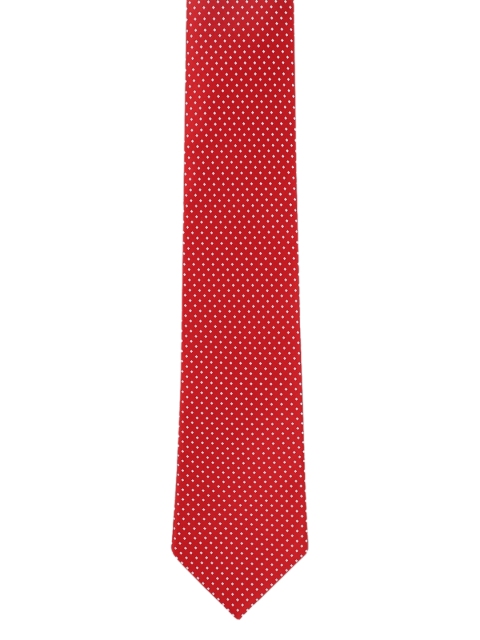 

Louis Philippe Red & White Woven Design Silk Broad Tie